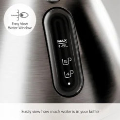Morphy Richards Venture Brushed Stainless Steel Pyramid Kettle 13 Morphy Richards Venture Brushed Stainless Steel Pyramid Kettle -KitchenVibe Zone 100130 Easy View Water Window text