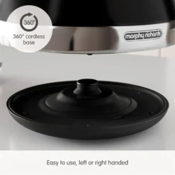 Morphy Richards Venture Black Pyramid Kettle -KitchenVibe Zone 100131 360 cordless base text