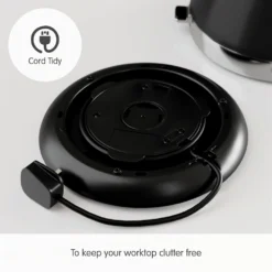 Morphy Richards Venture Black Pyramid Kettle -KitchenVibe Zone 100131 Cord Tidy text