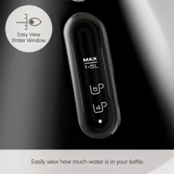 Morphy Richards Venture Black Pyramid Kettle -KitchenVibe Zone 100131 Easy View Water Window text