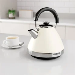 Morphy Richards Venture Cream Pyramid Kettle -KitchenVibe Zone 100132 lifestyle