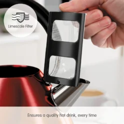 Morphy Richards Venture Red Pyramid Kettle 15 Morphy Richards Venture Red Pyramid Kettle -KitchenVibe Zone 100133 Limescale Filter text