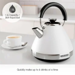 Morphy Richards Venture White Pyramid Kettle -KitchenVibe Zone 100134 1.5L Capacity text