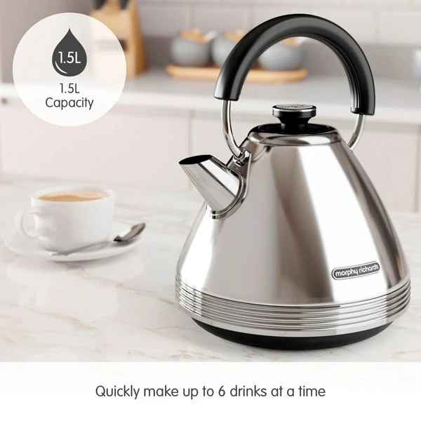 Morphy Richards Venture Retro Polished Stainless Steel Pyramid Kettle 4 Morphy Richards Venture Retro Polished Stainless Steel Pyramid Kettle - Image 2