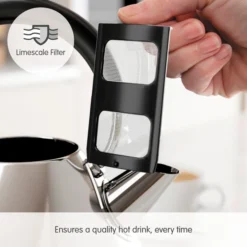 Morphy Richards Venture Retro Polished Stainless Steel Pyramid Kettle 14 Morphy Richards Venture Retro Polished Stainless Steel Pyramid Kettle -KitchenVibe Zone 100330 Limescale Filter text