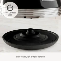 Morphy Richards Venture Retro Black Pyramid Kettle 12 Morphy Richards Venture Retro Black Pyramid Kettle -KitchenVibe Zone 100331 360 cordless base text