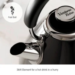 Morphy Richards Venture Retro Black Pyramid Kettle 11 Morphy Richards Venture Retro Black Pyramid Kettle -KitchenVibe Zone 100331 Fast Boil text