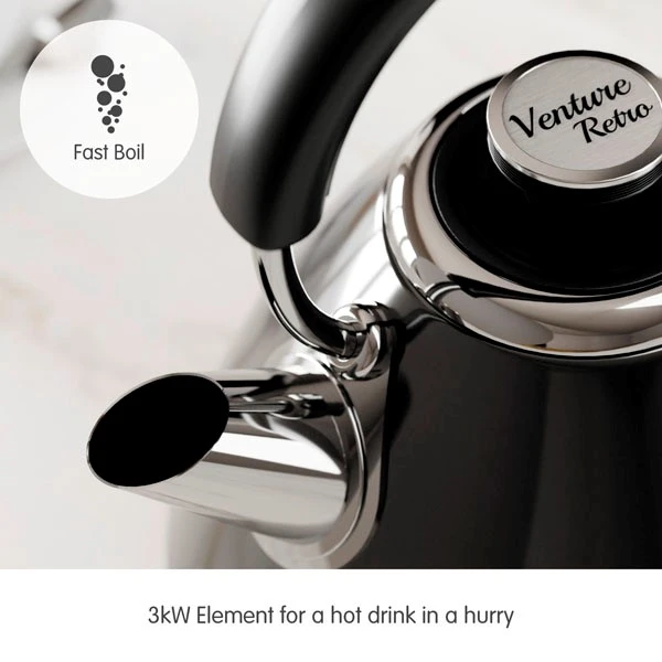 Morphy Richards Venture Retro Black Pyramid Kettle 5 Morphy Richards Venture Retro Black Pyramid Kettle - Image 3