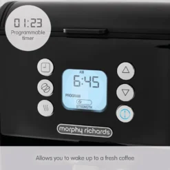 Morphy Richards Verve Black Pour Over Filter Coffee Machine 12 Morphy Richards Verve Black Pour Over Filter Coffee Machine -KitchenVibe Zone 163005 Programmable timer text