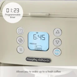Morphy Richards Verve Cream Pour Over Filter Coffee Machine 13 Morphy Richards Verve Cream Pour Over Filter Coffee Machine -KitchenVibe Zone 163006 Programmable timer text
