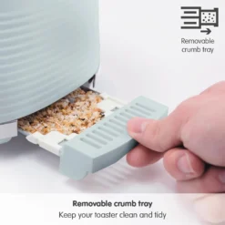 Morphy Richards Dune Sage Green 2 Slice Toaster -KitchenVibe Zone 220028 crumb20tray