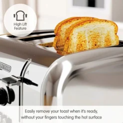 Morphy Richards Venture Retro Polished Stainless Steel 4 Slice Toaster -KitchenVibe Zone 240330 High Lift text