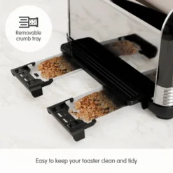 Morphy Richards Venture Retro Black 4 Slice Toaster -KitchenVibe Zone 240331 Crumb Tray text
