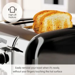 Morphy Richards Venture Retro Black 4 Slice Toaster -KitchenVibe Zone 240331 High Lift text