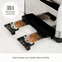 Morphy Richards Venture Retro White 4 Slice Toaster -KitchenVibe Zone 240332 Crumb Tray text