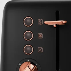 Morphy Richards Rose Gold Collection Black 4 Slice Long Slot Toaster 15 Morphy Richards Rose Gold Collection Black 4 Slice Long Slot Toaster -KitchenVibe Zone 245036 buttons