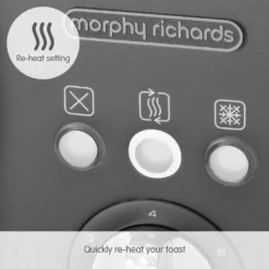 Morphy Richards Illumination Titanium Stainless Steel 4 Slice Toaster 13 Morphy Richards Illumination Titanium Stainless Steel 4 Slice Toaster -KitchenVibe Zone 248022 Re heat setting text