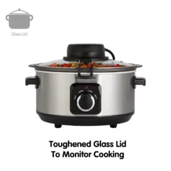 Morphy Richards Sear, Stew and Stir 3.5L Silver Slow Cooker 10 Morphy Richards Sear, Stew and Stir 3.5L Silver Slow Cooker -KitchenVibe Zone 46000920glass20lid20annotated