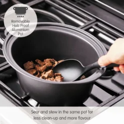 Morphy Richards Sear and Stew 6.5L Oval Slow Cooker Titanium -KitchenVibe Zone 461022 Aluminium Pot text