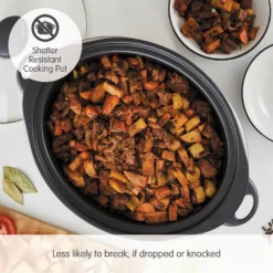 Morphy Richards Sear and Stew 6.5L Oval Slow Cooker Titanium -KitchenVibe Zone 461022 Shatter Resistant text