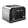 Morphy Richards Accents Rose Gold and Black 4 Slice Toaster 1 Morphy Richards Accents Rose Gold and Black 4 Slice Toaster -KitchenVibe Zone HR242104