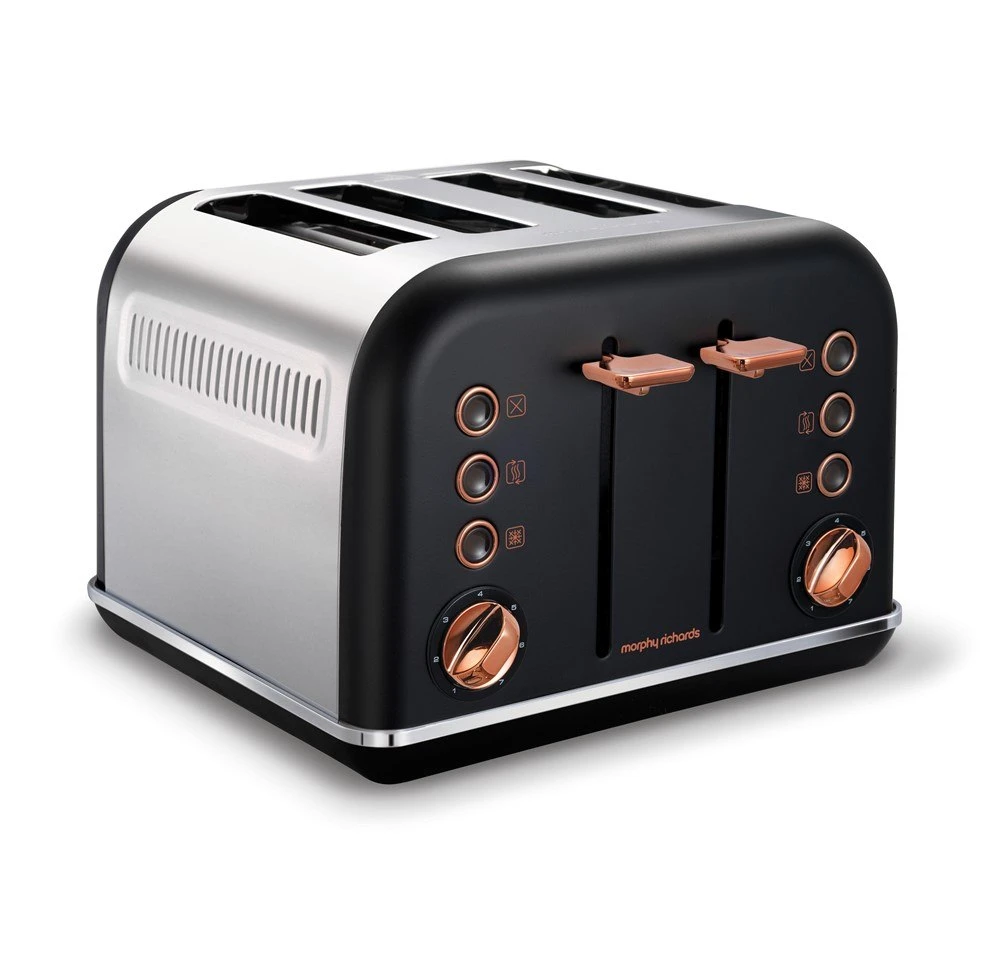 Morphy Richards Accents Rose Gold and Black 4 Slice Toaster 3 Morphy Richards Accents Rose Gold and Black 4 Slice Toaster